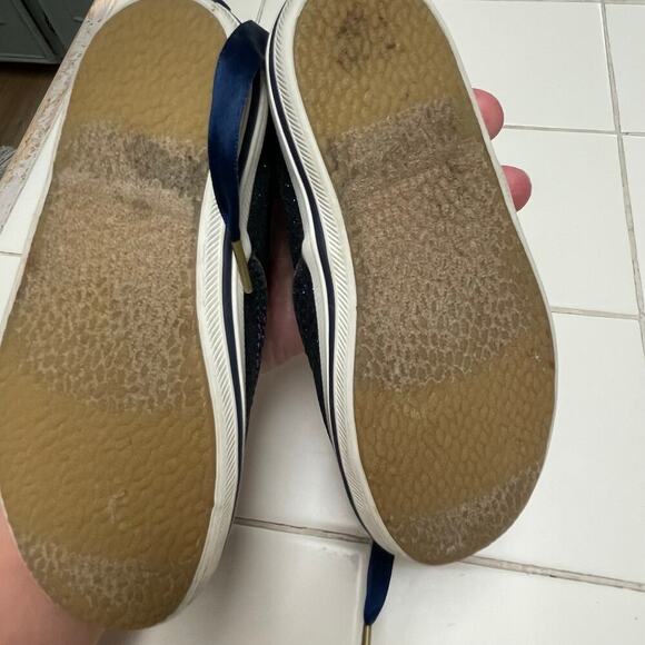 Keds Kate Spade Champion Blue Navy Glitter Sneakers Satin Laces Girls Size 7 - Picture 6 of 6